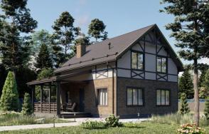 Каркасный дом 9х8 с террасой