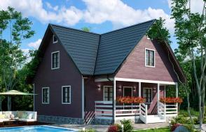 Каркасный дом 9x9 с террасой