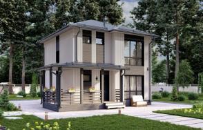 Каркасный дом 7х7 с террасой