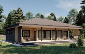 Каркасный дом 15х12 с террасой